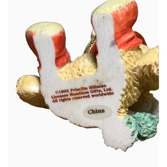 Bear Christmas Ornament Priscilla Hillman 1992 Hamilton Red Hat and Boots - Picture 6 of 8